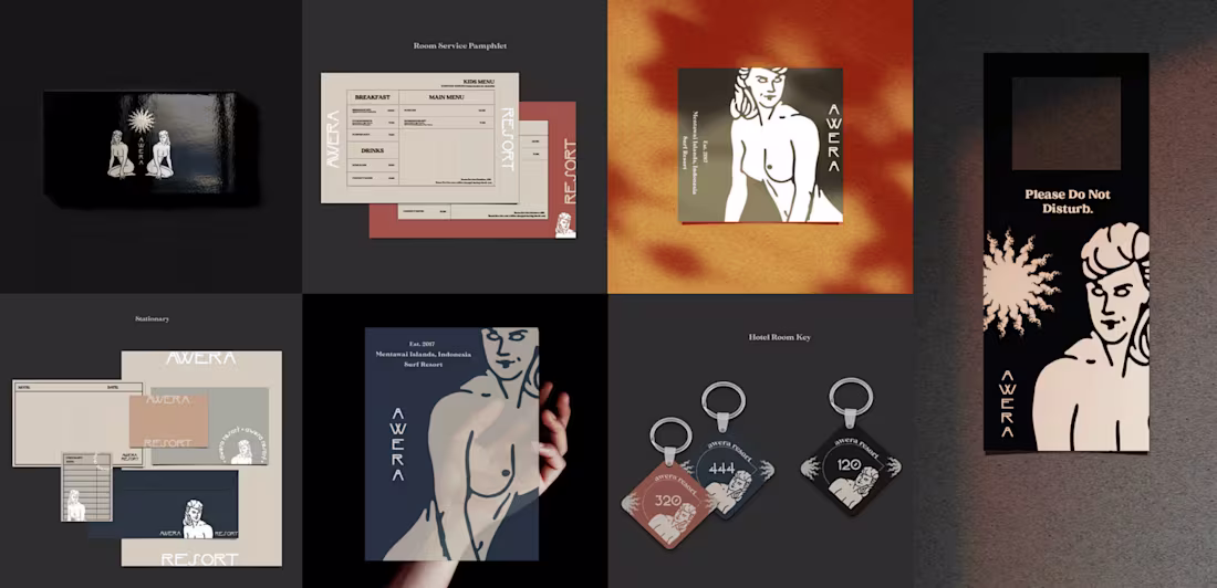 Cover image for Awera was created for a surfing resort on the remote tropica...