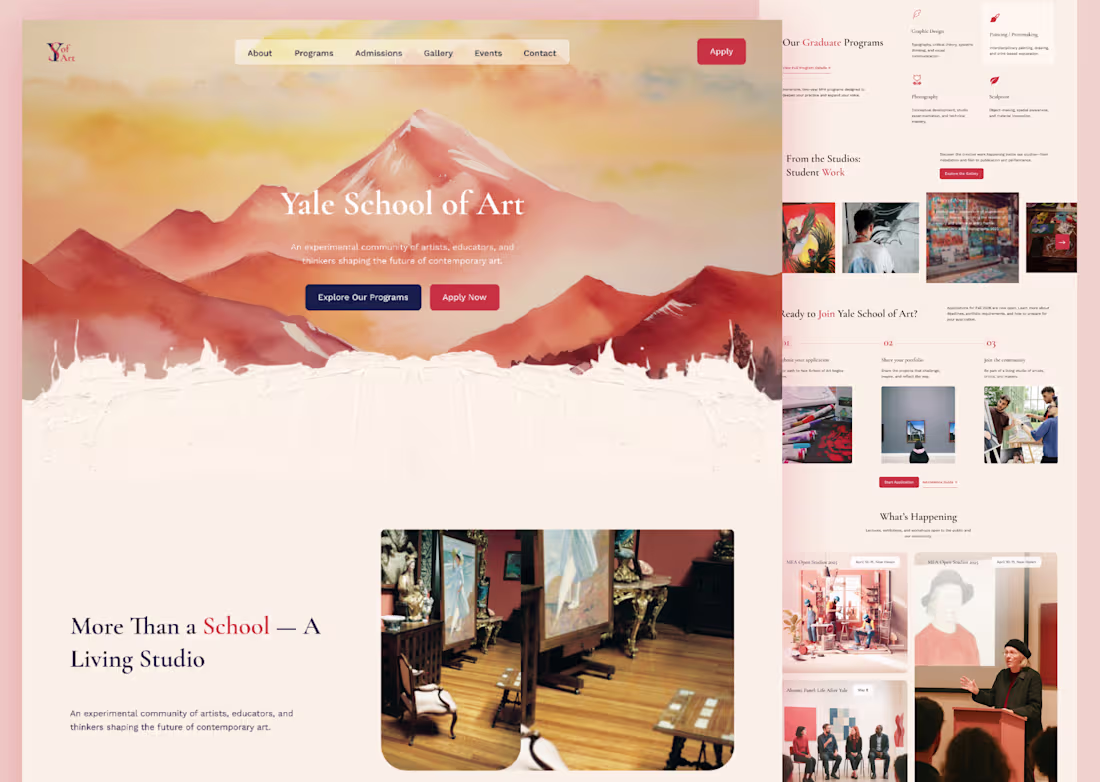 Cover image for Yale School of Art Homepage Redesign
