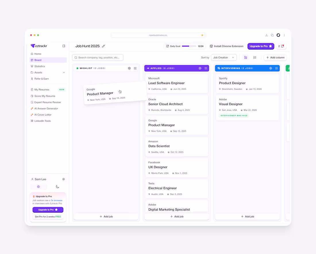 Cover image for Eztrackr - AI Powered Job Tracking Platform