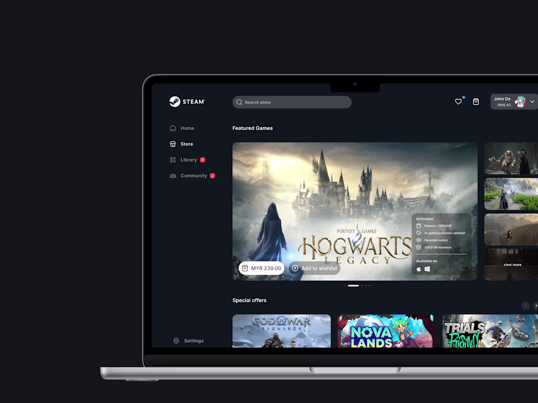 Cover image for UI Showcase : Redesign store page for Steam library