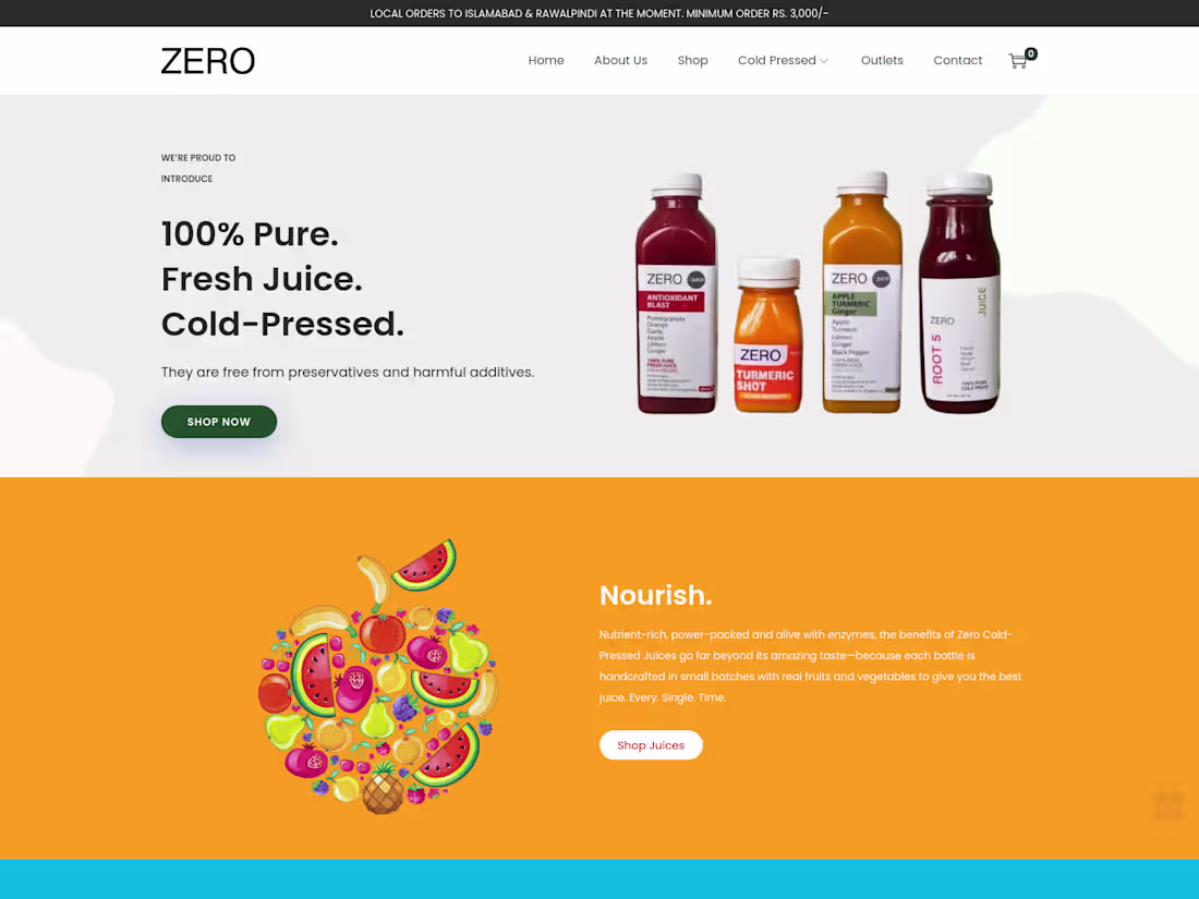 Cover image for Cold-Pressed Juices company website customized