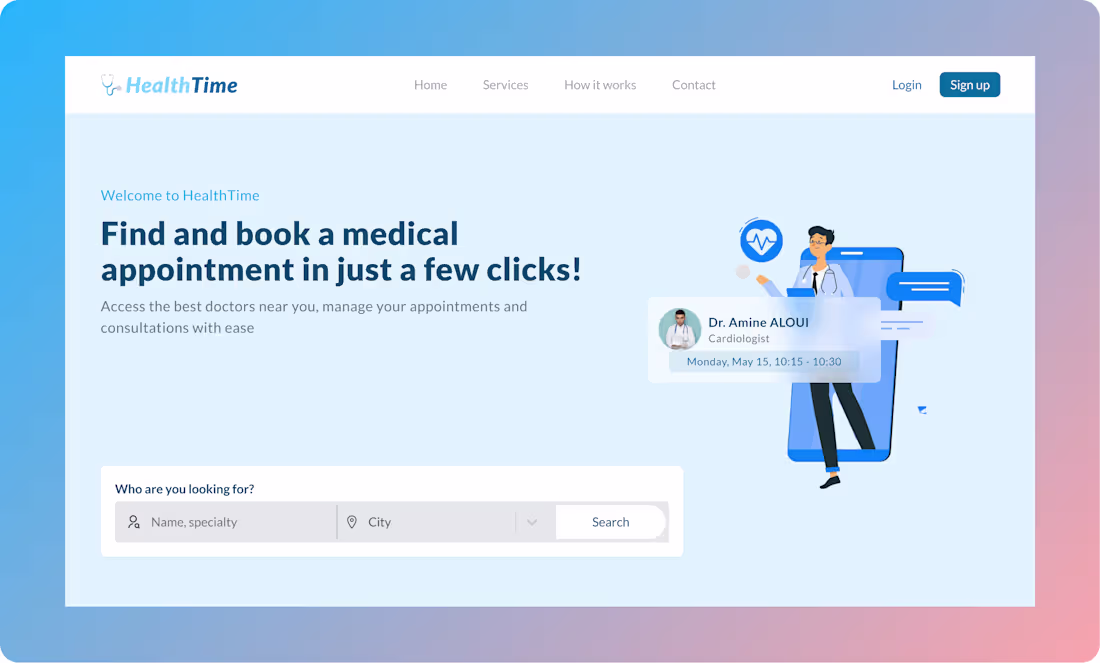 Cover image for HealthTime – Full-Stack Appointment & Healthcare System