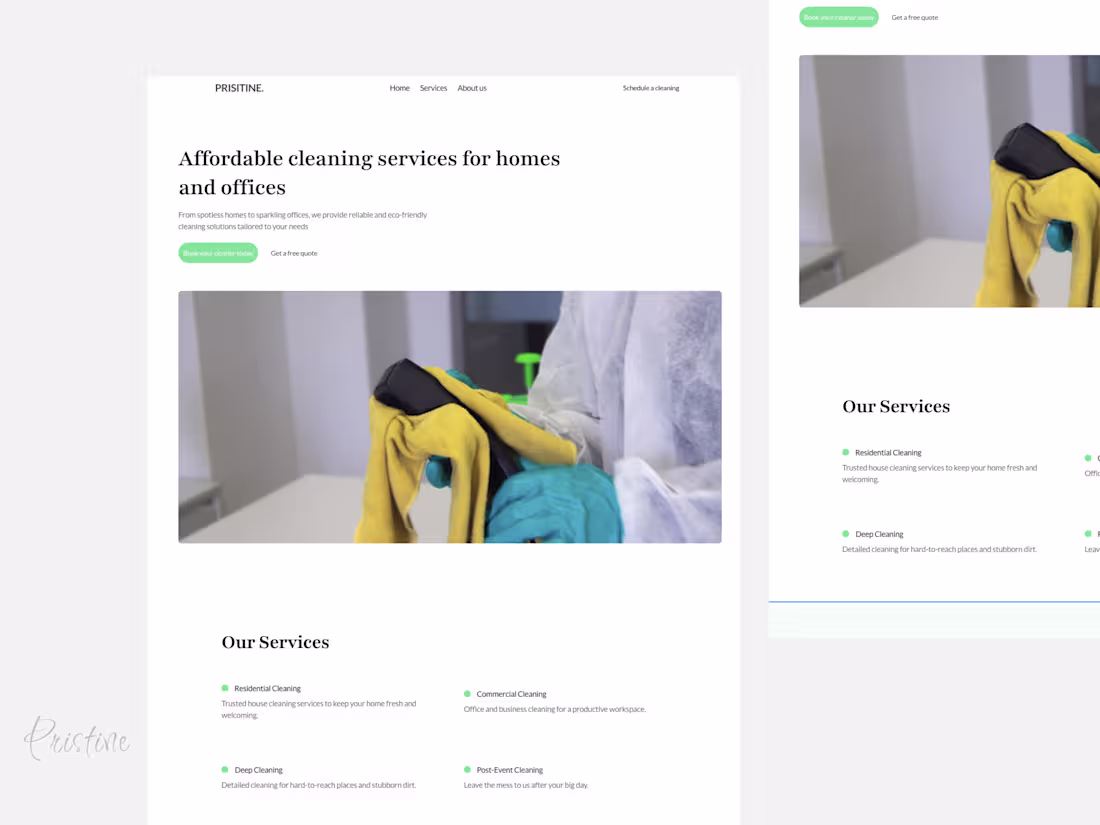 Cover image for PRISITINE: Framer Template for Premium Cleaning Service Websites