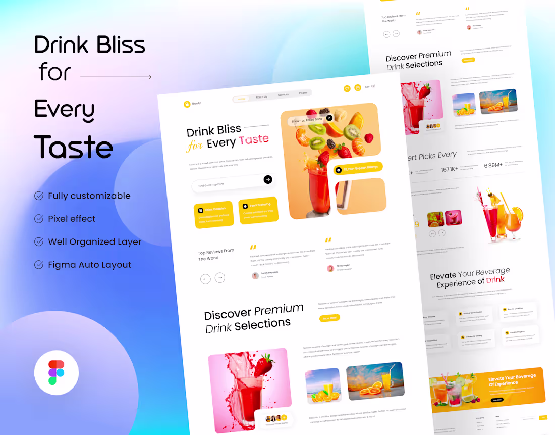 Cover image for Drinksy & Juiceful – Website UI/UX Kit Design