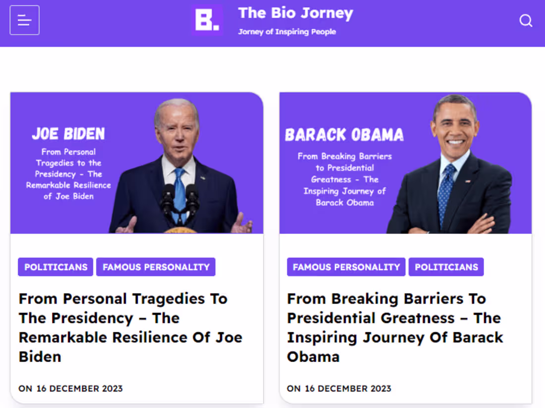 Cover image for The Bio Journey - Biography Website