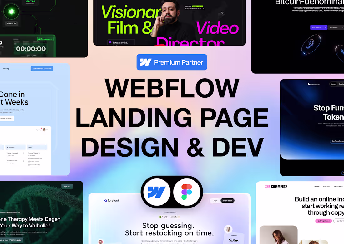 Cover image for Webflow Landing Page Design and Development