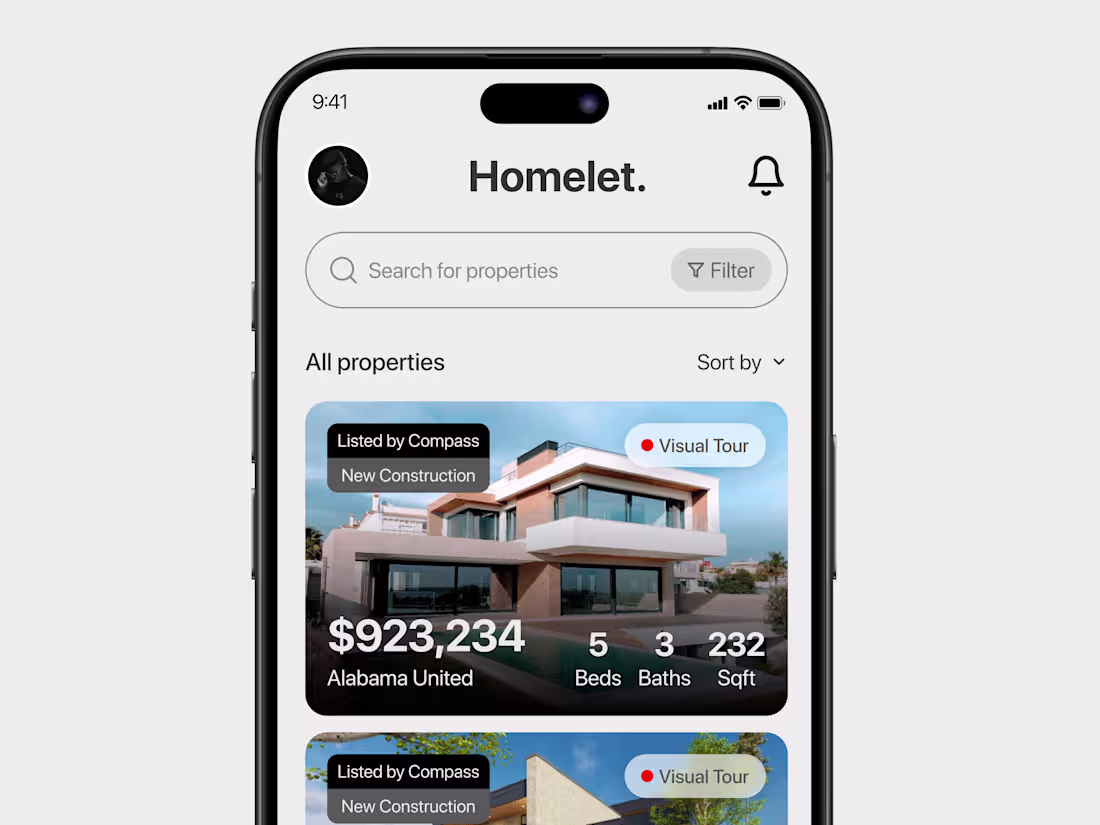 Cover image for Real estate mobile app home screen