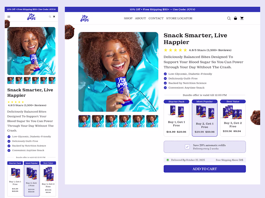 Cover image for Joydays High-Converting Product Page Design (Ecommerce UX/UI)