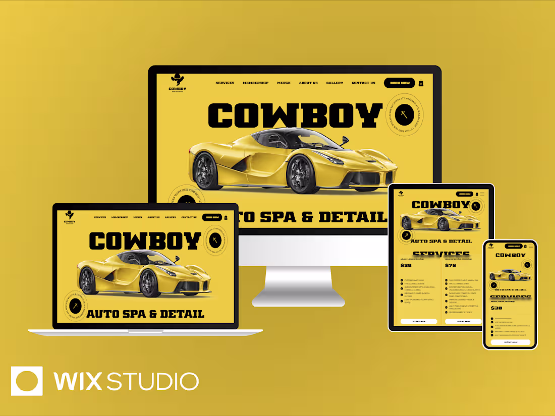 Cover image for CowBoy Auto Spa Wix studio website