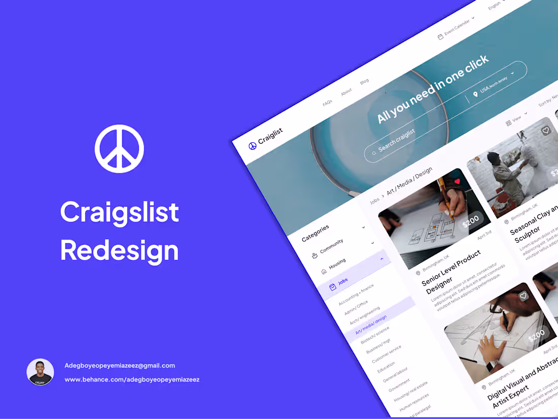 Cover image for E-commerce Website Redesign (Craigelist)