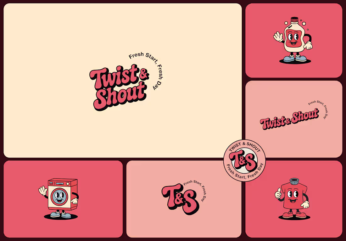 Cover image for laundry logo design for twist & shout brand.