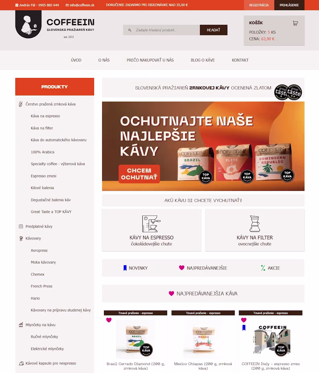 Cover image for Coffeein.sk - coffee roastery e-shop