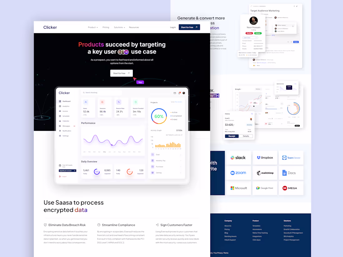 Cover image for Saas Landing Page ui, ui design, uiux Design