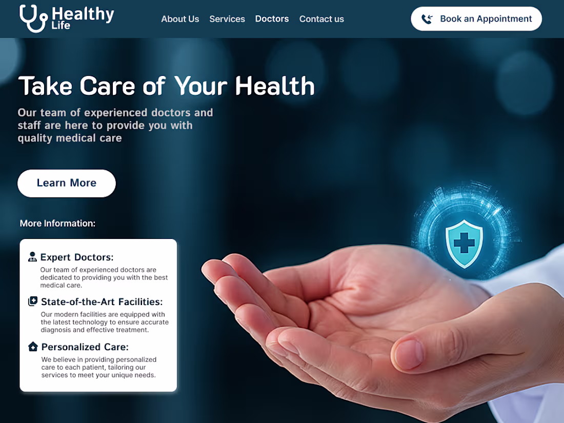 Cover image for Healthy Life: a clean, calming landing page crafted for doct...