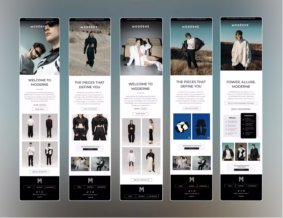 Cover image for Email campaigns designed for a UK Streetwear Brand.