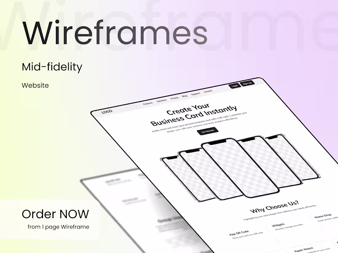 Cover image for You will get Wireframes Mid-Fidelity for Website or Landing Page