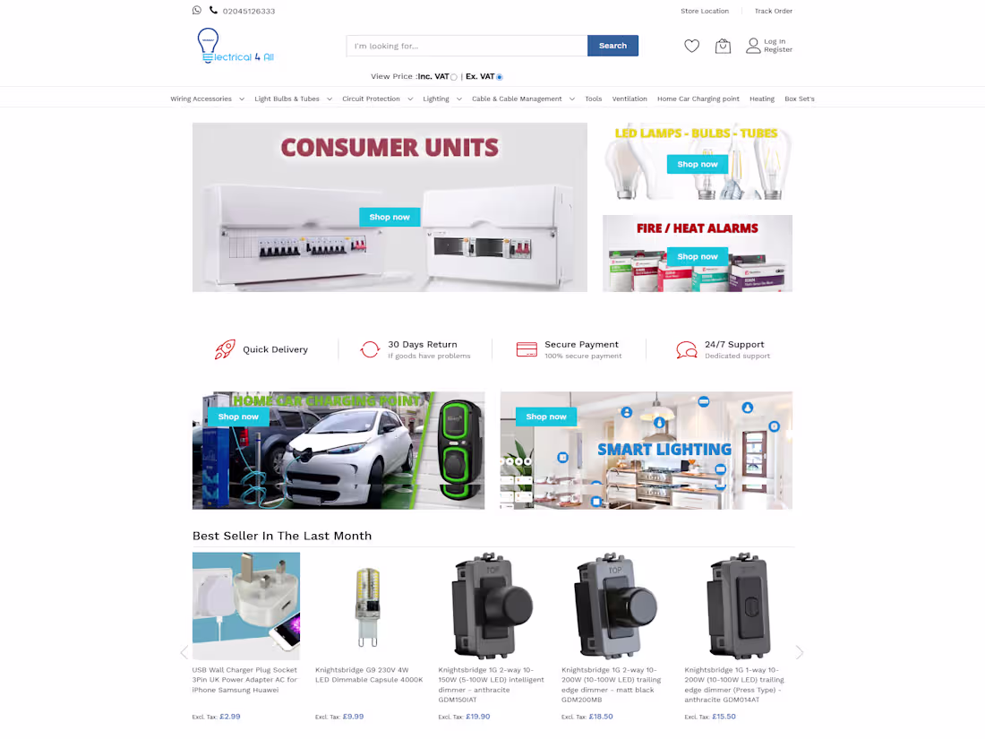 Cover image for Electrical4All E-commerce Platform Development