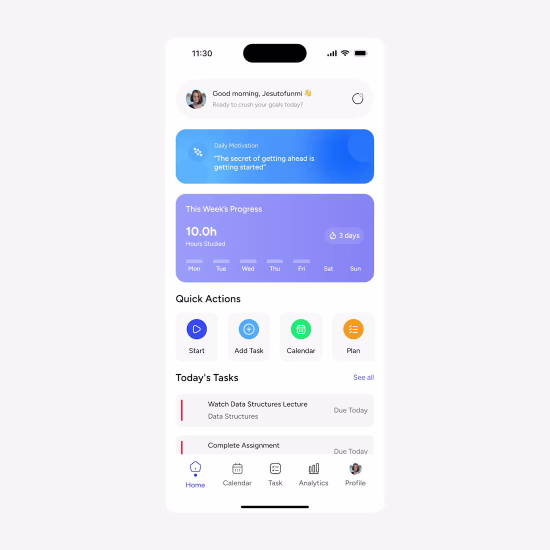 Cover image for 📱 Study App – Home Dashboard UI Just wrapped up the Home Da...