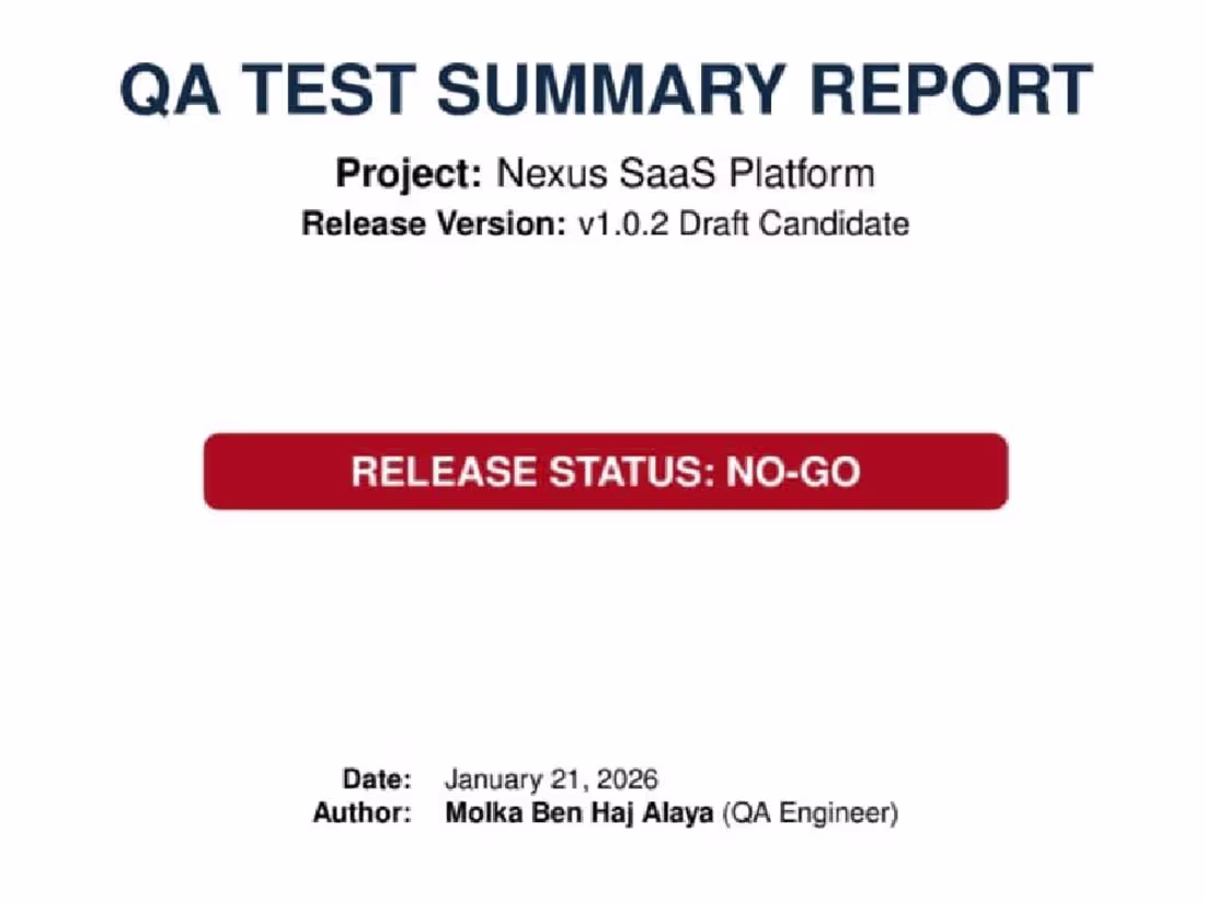 Cover image for QA Test Summary Report –