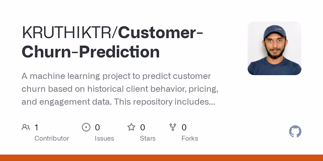Cover image for GitHub - KRUTHIKTR/Customer-Churn-Prediction: A machine learnin…