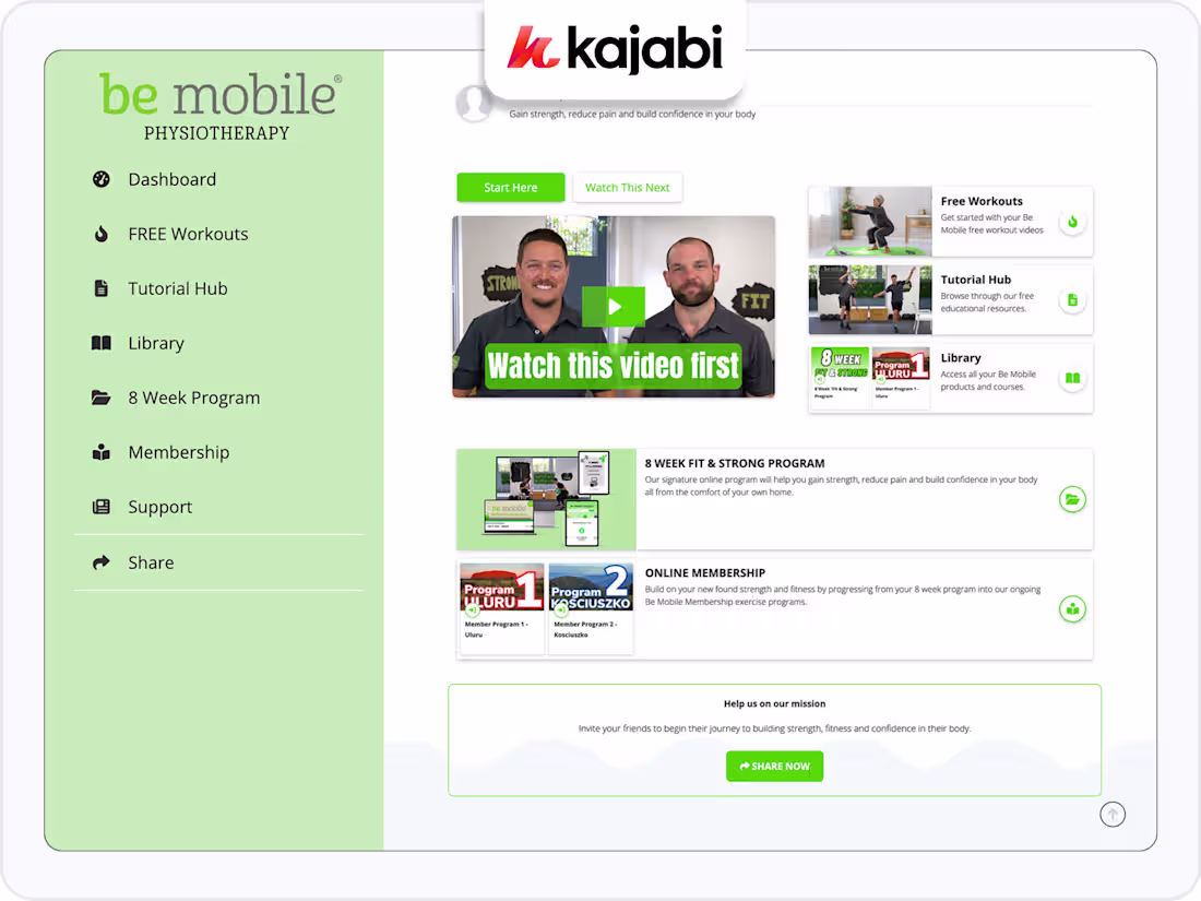 Cover image for Kajabi Fitness Portal & Website Design