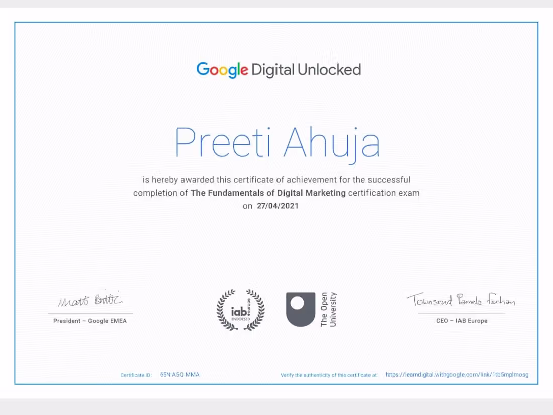 Cover image for Certified from Google