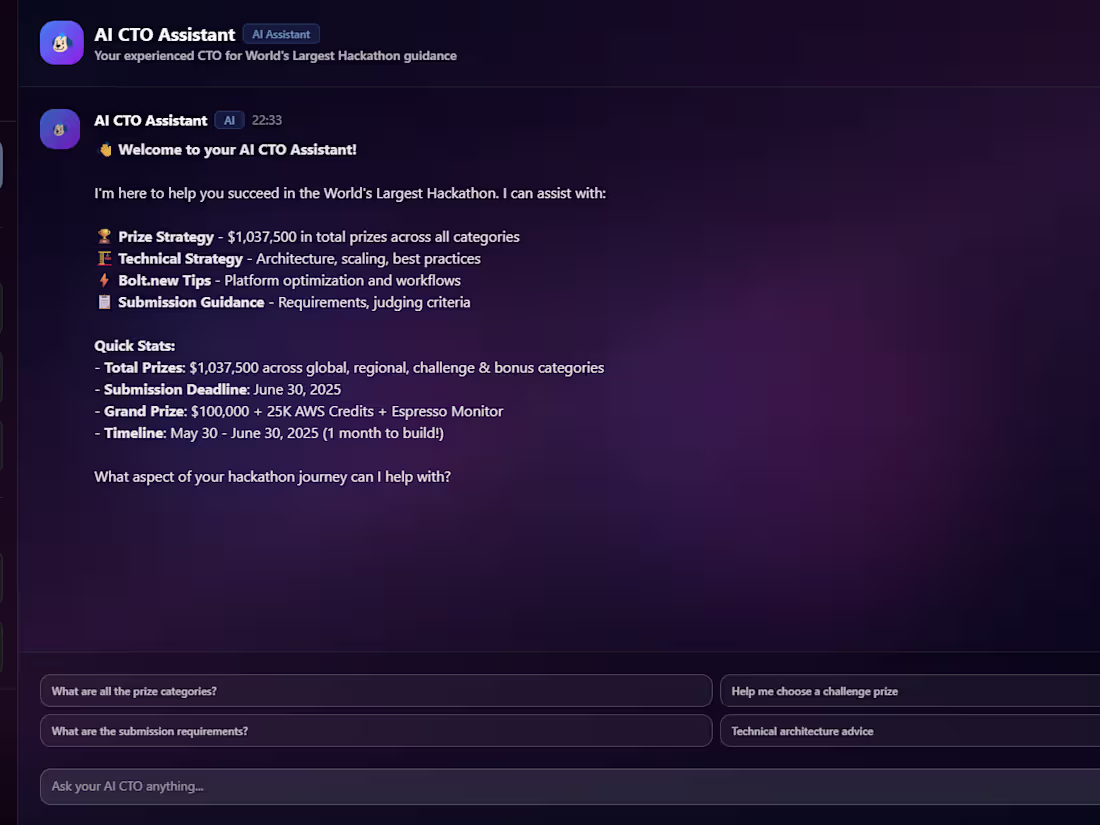 Cover image for Hackathon Team Chat - AI CTO Assistant