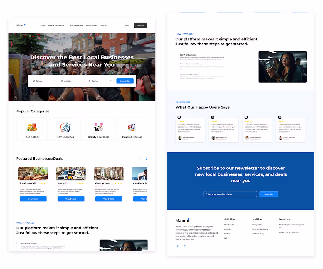 Cover image for Local Business Marketplace Landing Page :: Behance