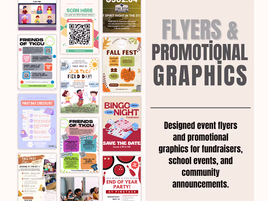 Cover image for Designed Canva graphics including flyers,