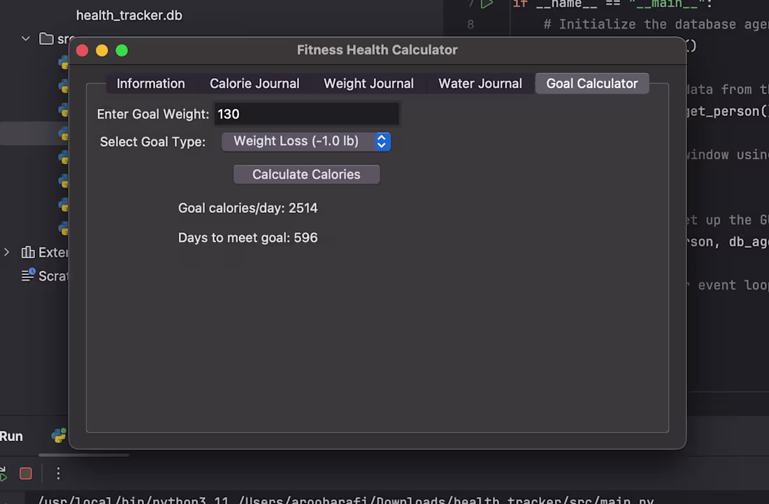Cover image for Fitness Health Tracker- Developed with Python, Sql 