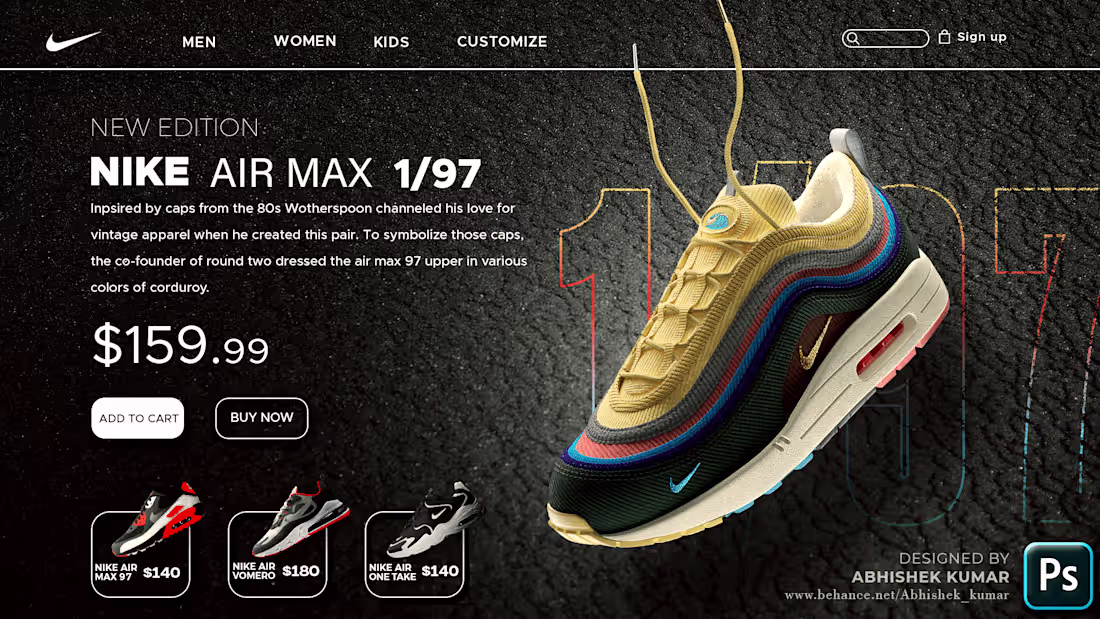 Cover image for Nike Website UI Design | Photoshop