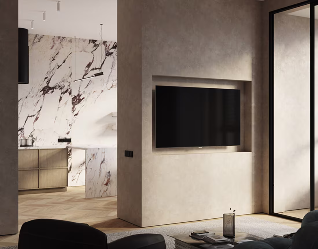 Cover image for Sleek and Modern Kitchen-Dinning-Living Space :: Behance