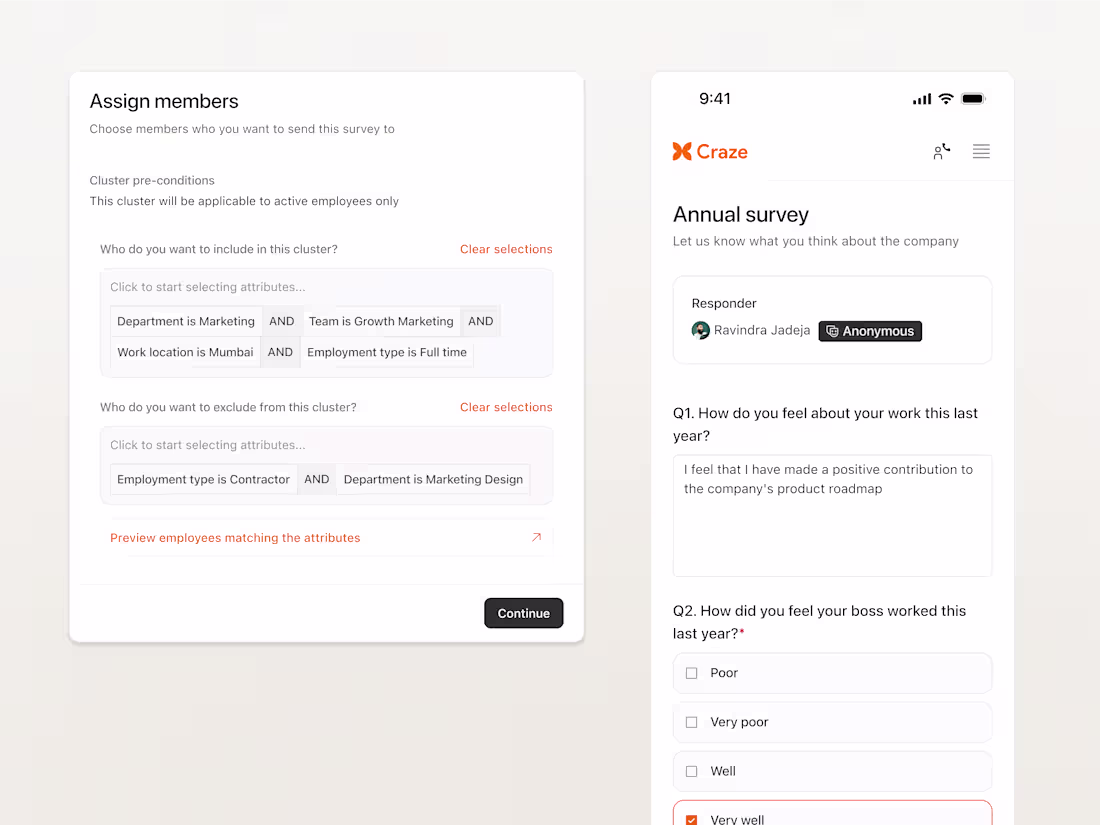 Cover image for Easily assign and send employees surveys with CrazeHR