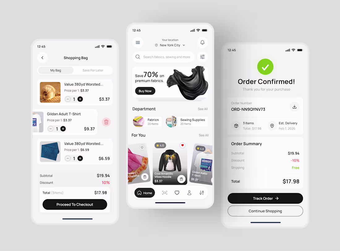 Cover image for 🛍️ Fabric E-Commerce App UI
Designed