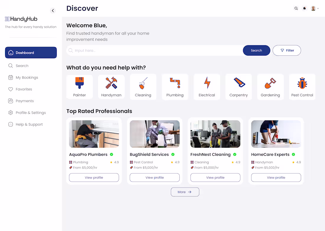 Cover image for Designed a handyman web app that connects users with trusted...
