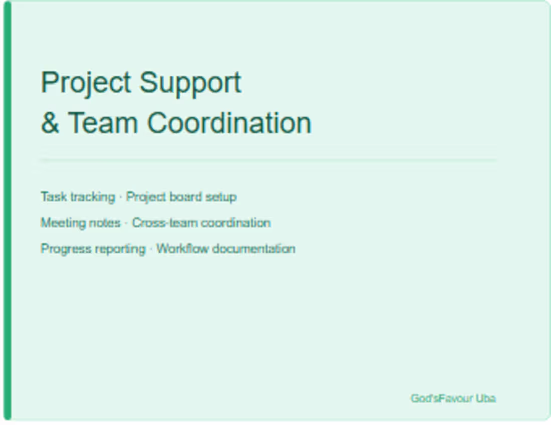 Cover image for Project Support & Team Coordination