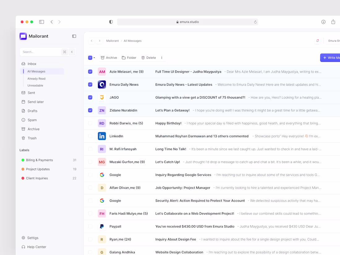 Cover image for Modern Email Management Dashboard