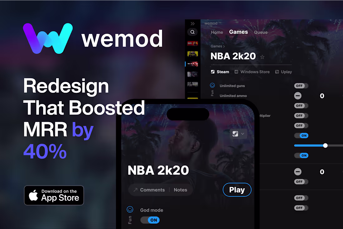 Cover image for WeMod · Redesign That Boosted MRR by  40%