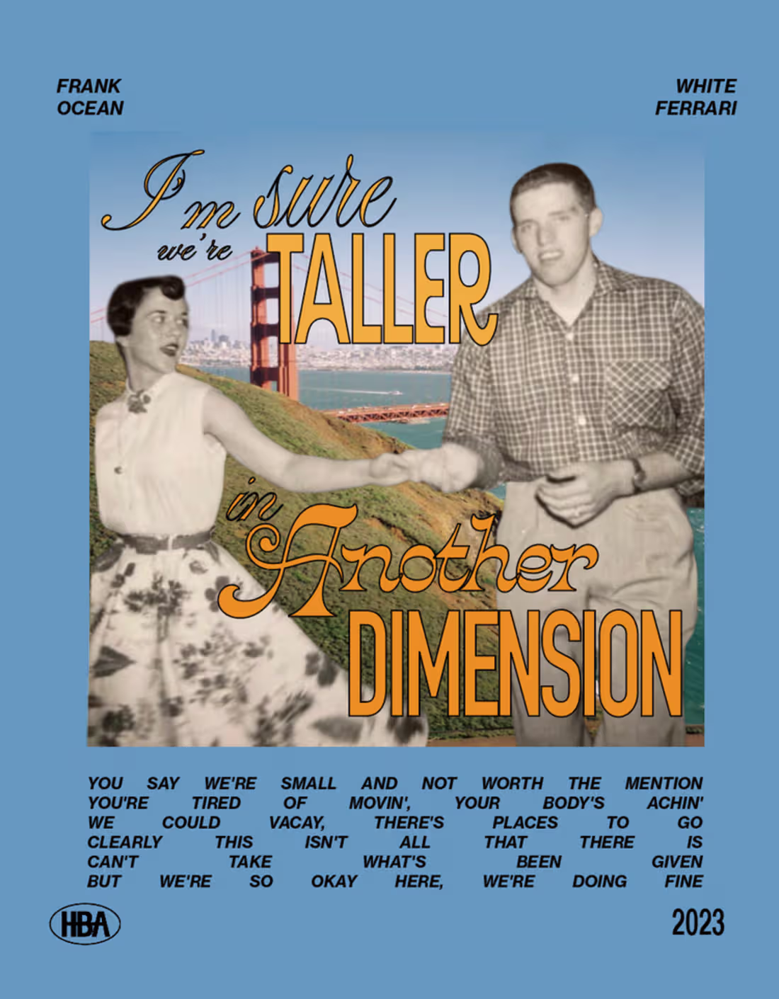 Cover image for Lyric poster for “White Ferrari” by Frank Ocean