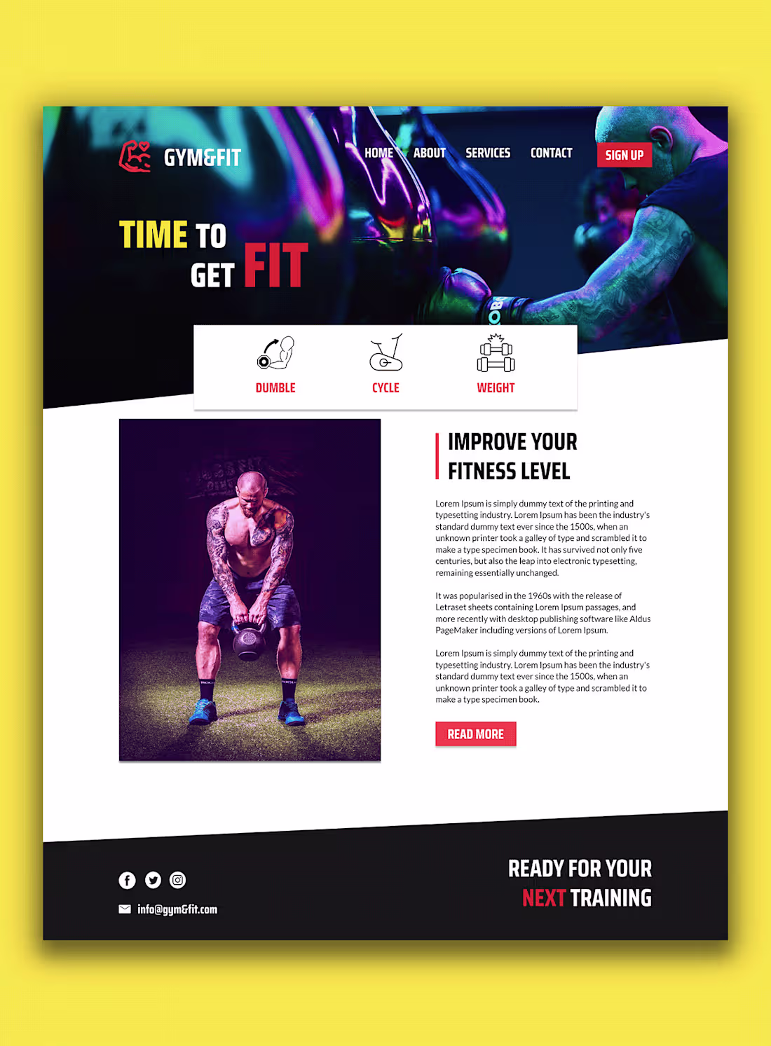 Cover image for Gym Website UI Design (Gym&FIT WEB UI) on Behance