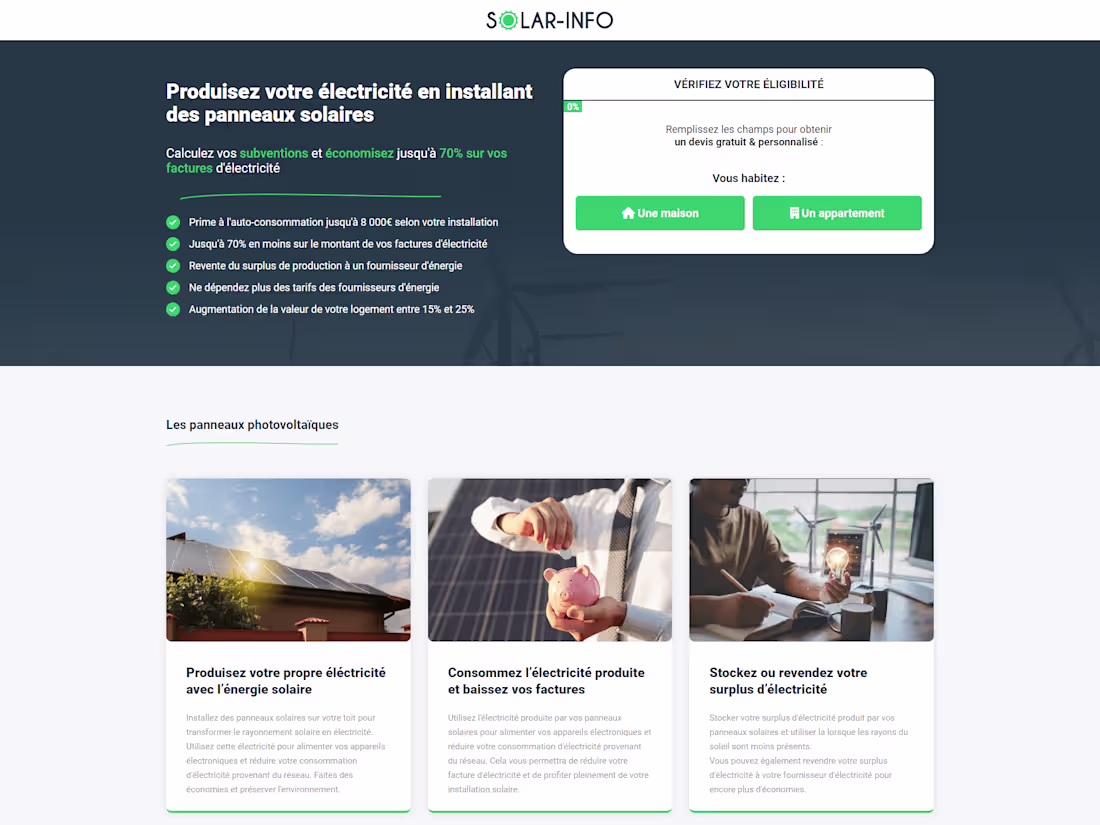 Cover image for Landing Page - Solar Info