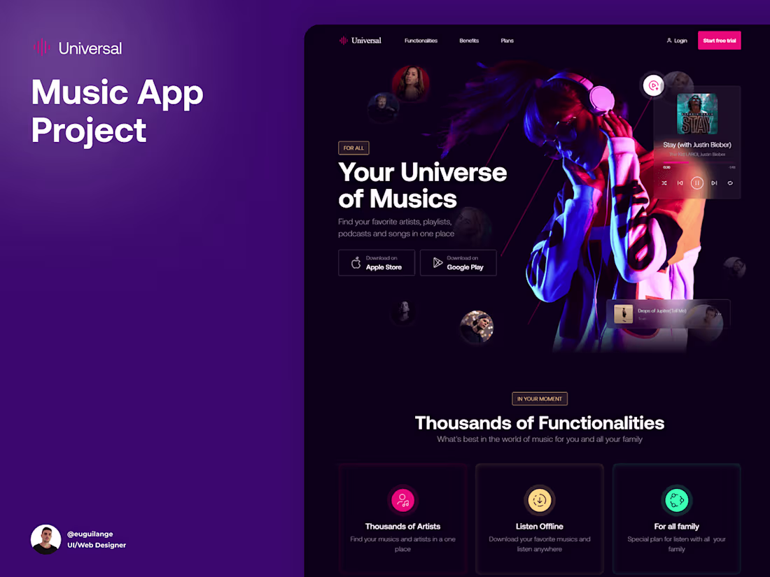 Cover image for Universal - Music App Website