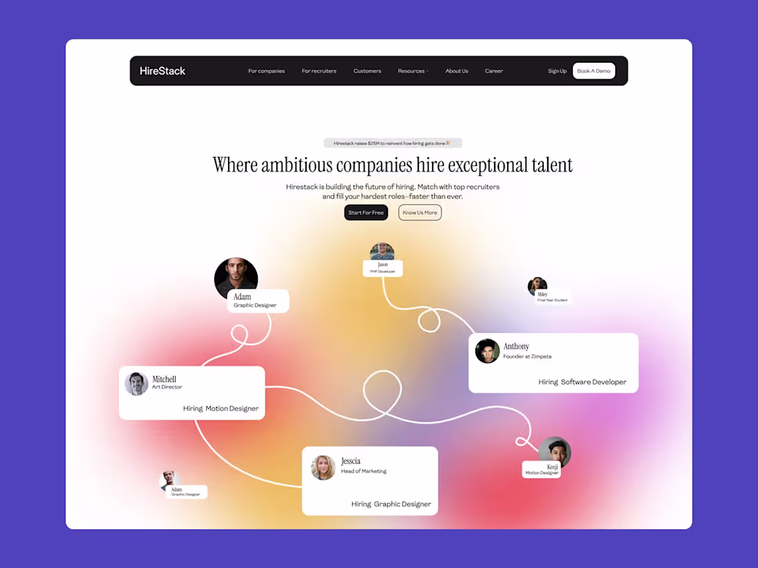 Cover image for HireStack - Hiring SaaS Startup Website Design