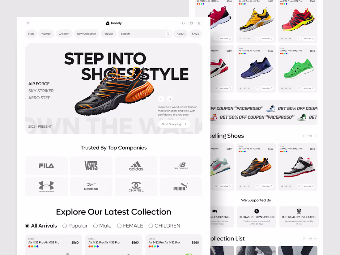 Cover image for Treadly- Shoe ecommerce website
