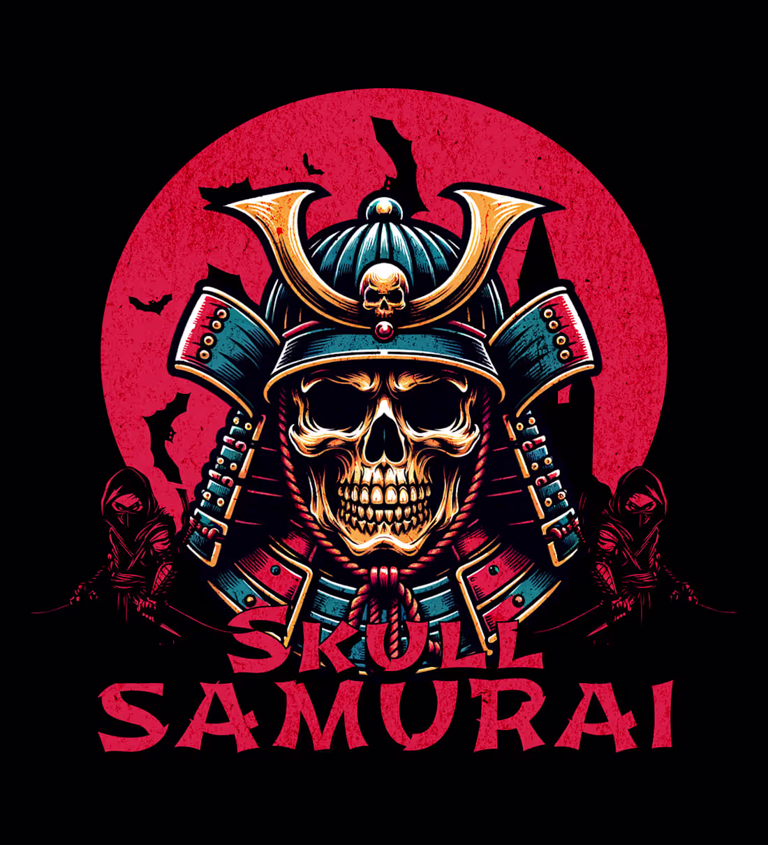Cover image for Unique samurai skull T-shirt Design Template