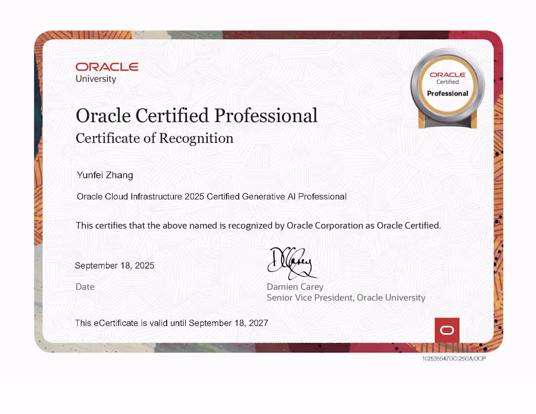 Cover image for Oracle Certified Generative AI Professional
Officially