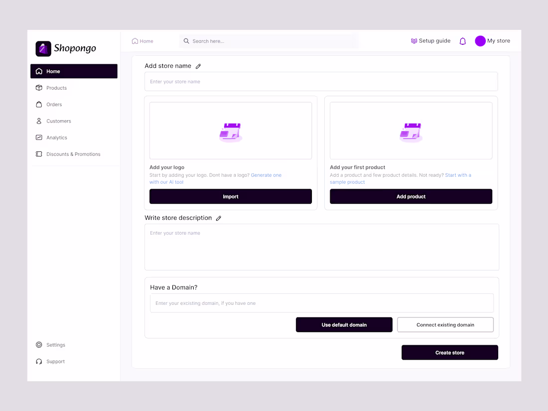 Cover image for UX/UI dashboard design of an e-commerce software (Shopongo)