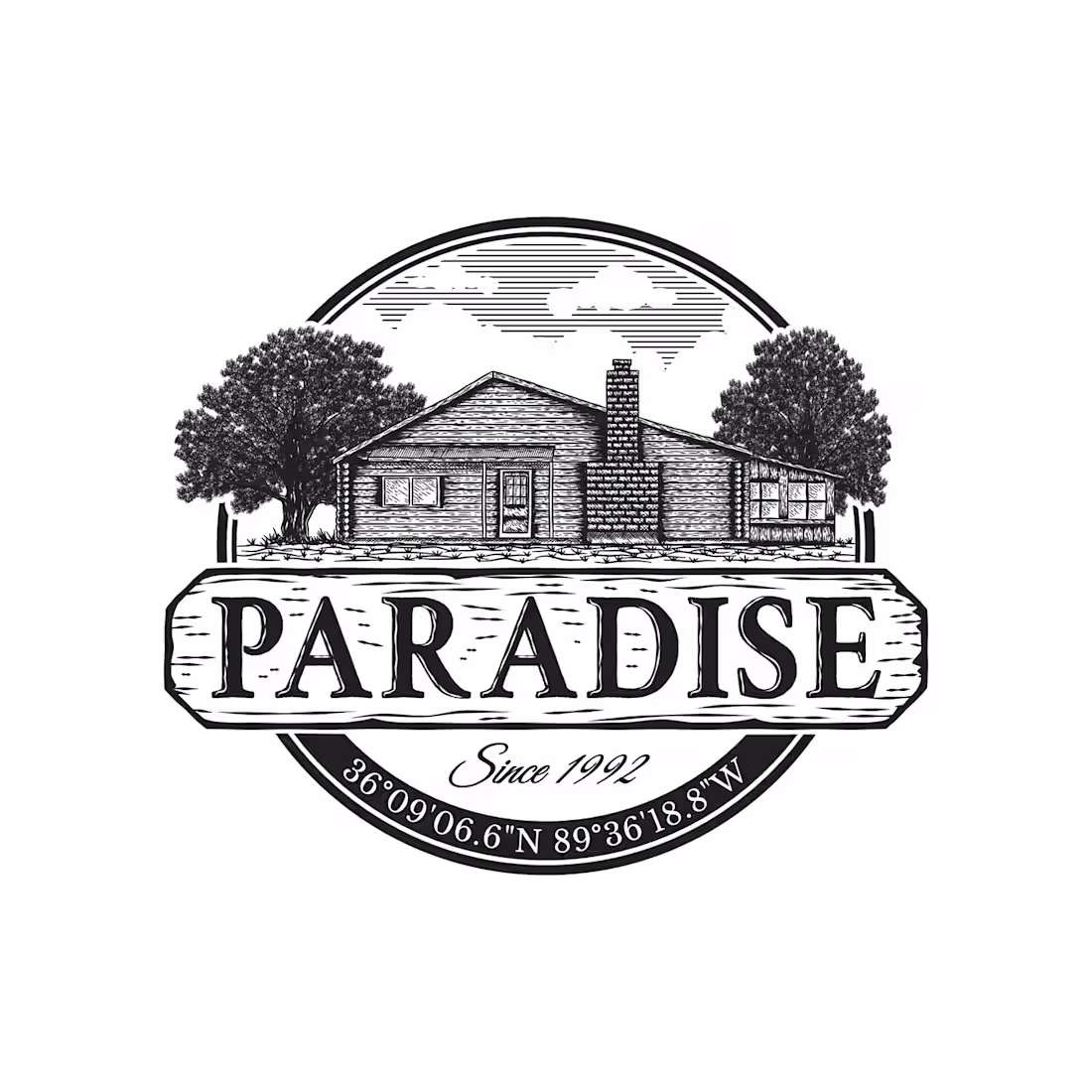 Cover image for Vintage rustic hand drawn emblem logo for Paradise :: Behance