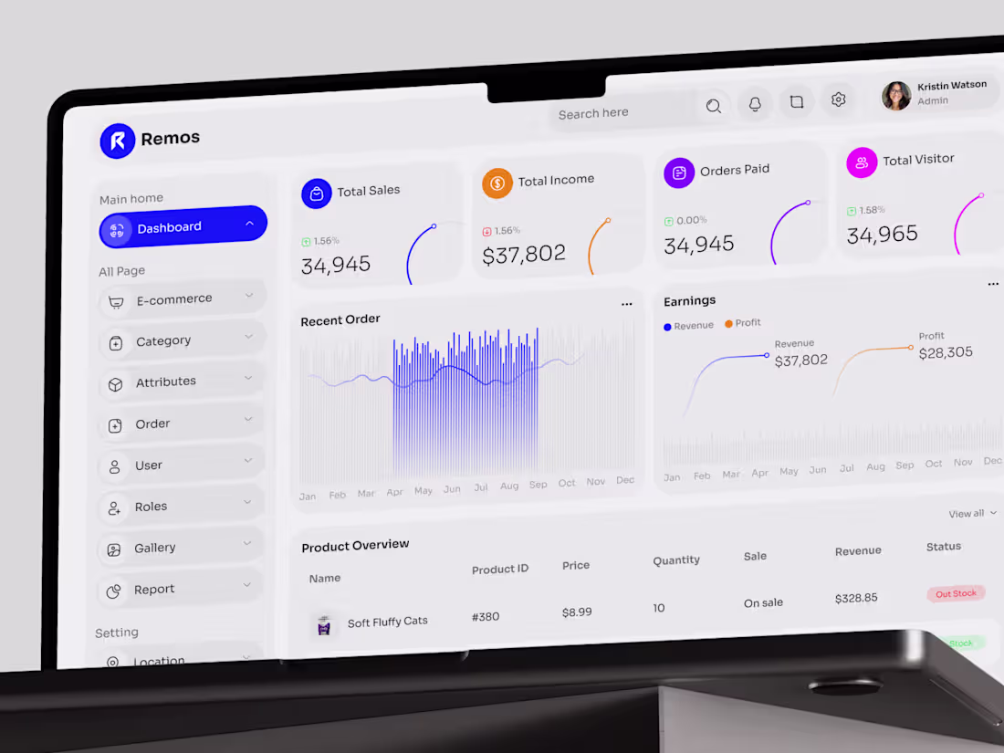 Cover image for E-commerce Dashboard UI | Admin