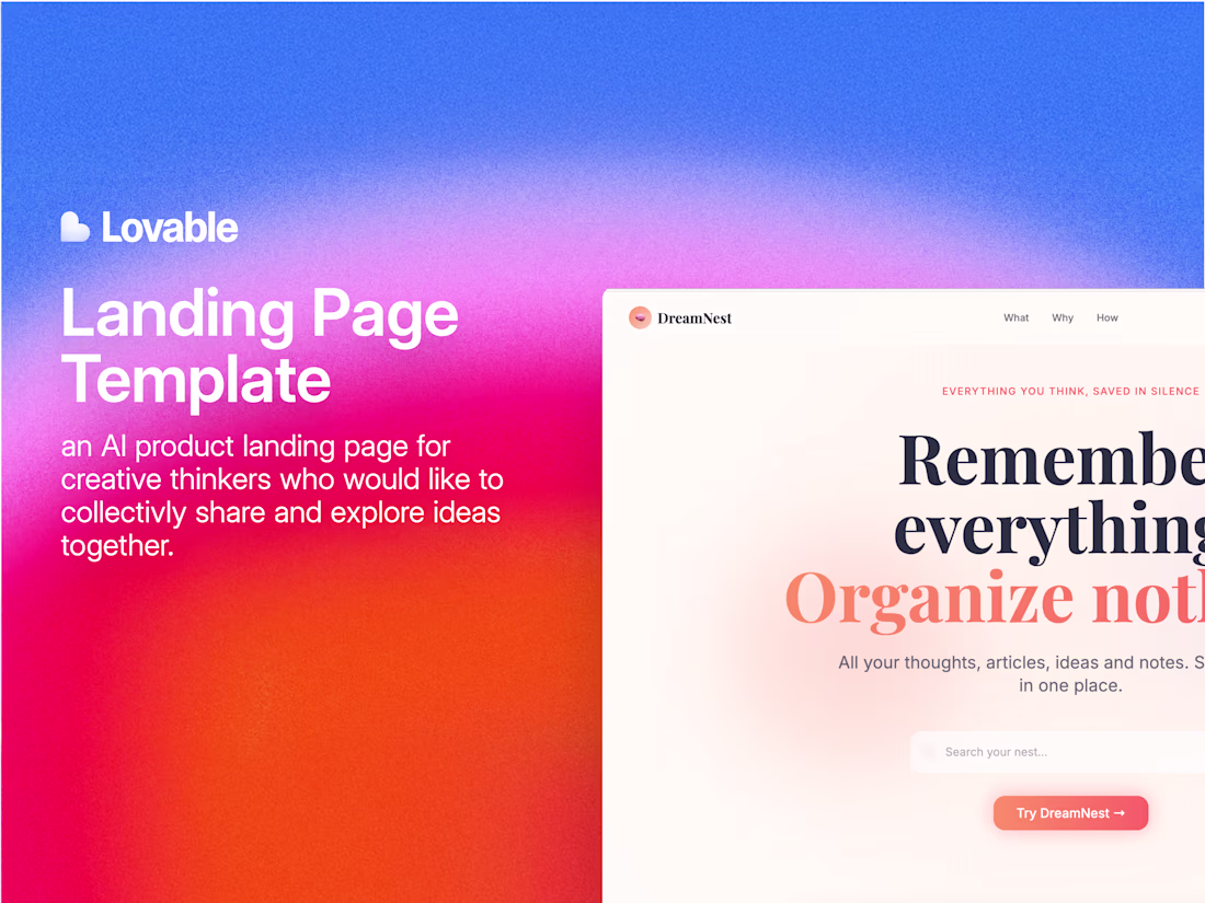 Cover image for DreamNest - Landing Page Template